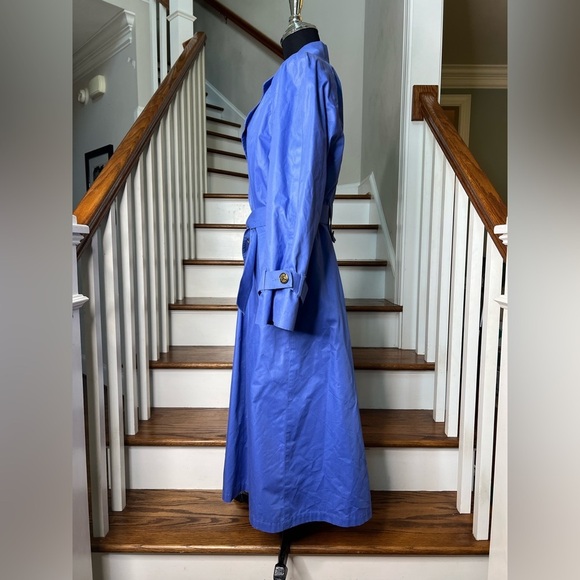 Vintage London Fog Long Belted Trench Coat in Blue Size 12 Made in USA - Picture 8 of 10